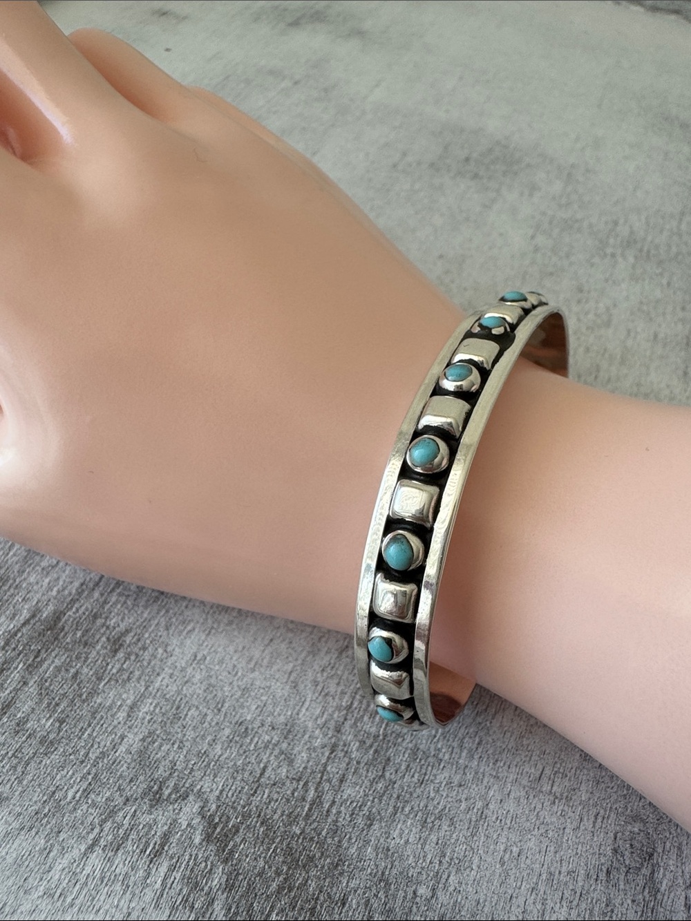 SEED & SAGE Made In Mexico Turquoise Cuff 925 Sterling Silver Bracelet